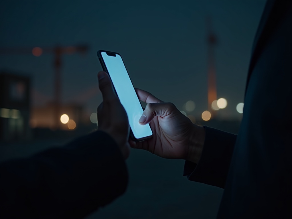 Hand hält ein Smartphone mit leuchtender KI-Benutzeroberfläche